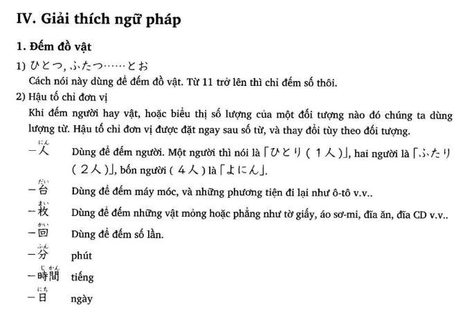 Ngữ pháp tiếng Nhật bài 11 với chủ điểm ngữ pháp là cách Đếm đồ vật
